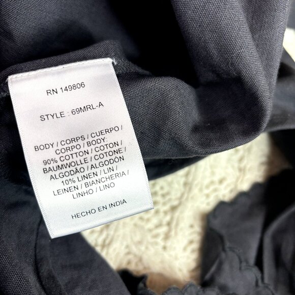 Maria Stanley Anthropologie Cascada Ruffle Jumpsuit, Black Wide Leg Romper, Sz L - Picture 10 of 12